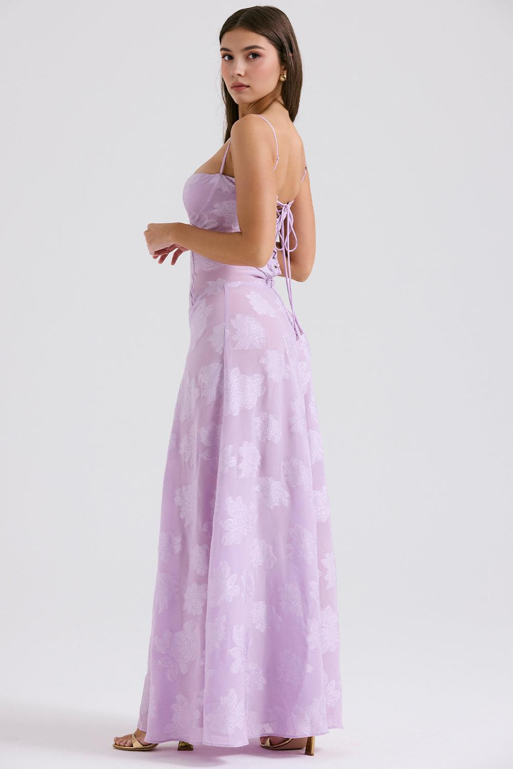 Summer Serenity Bloom gown, perfect floral floor-length dress for women's garden parties.