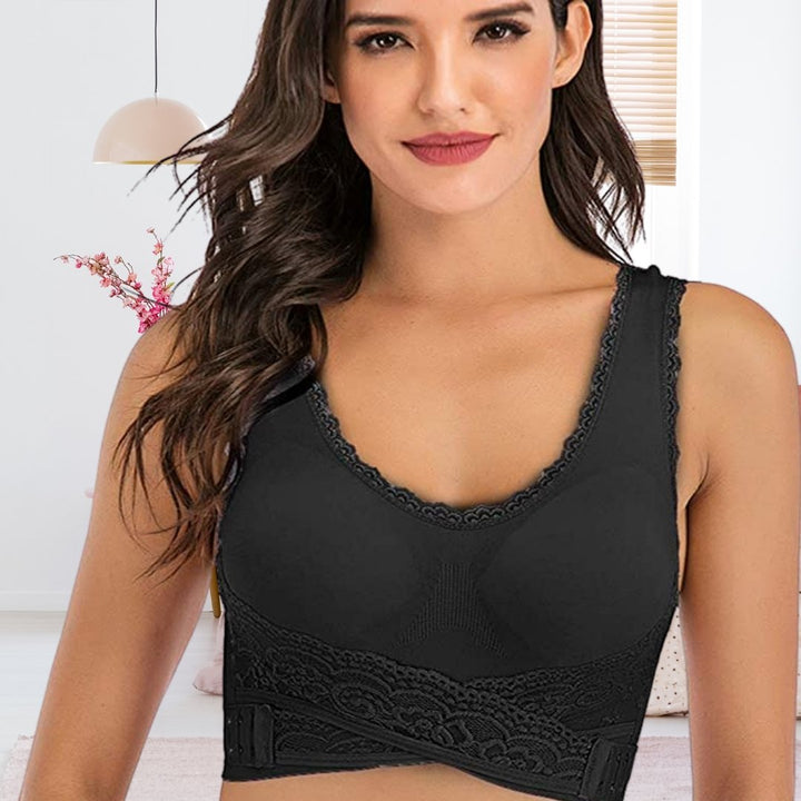 Women's support bra for posture correction, featuring soft, breathable fabric & a comfortable wireless design.