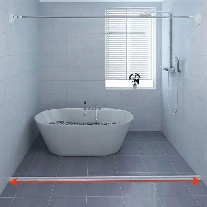 "Flexible waterproof silicone shower seal for leak prevention, shown in sleek design, ideal for bathroom water barrier."
