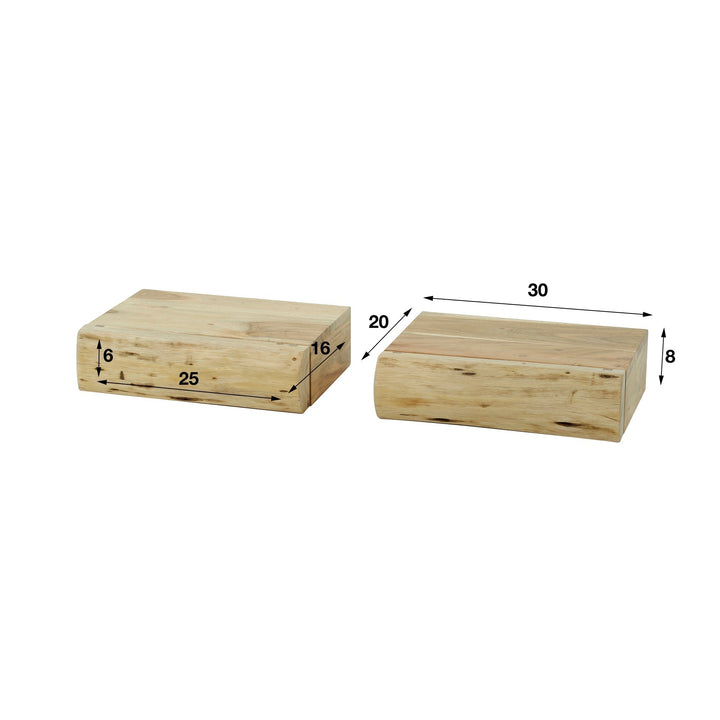 Elegant set of 2 floating nightstands enhancing bedroom decor. Modern, wall-mounted bedside tables for stylish homes.