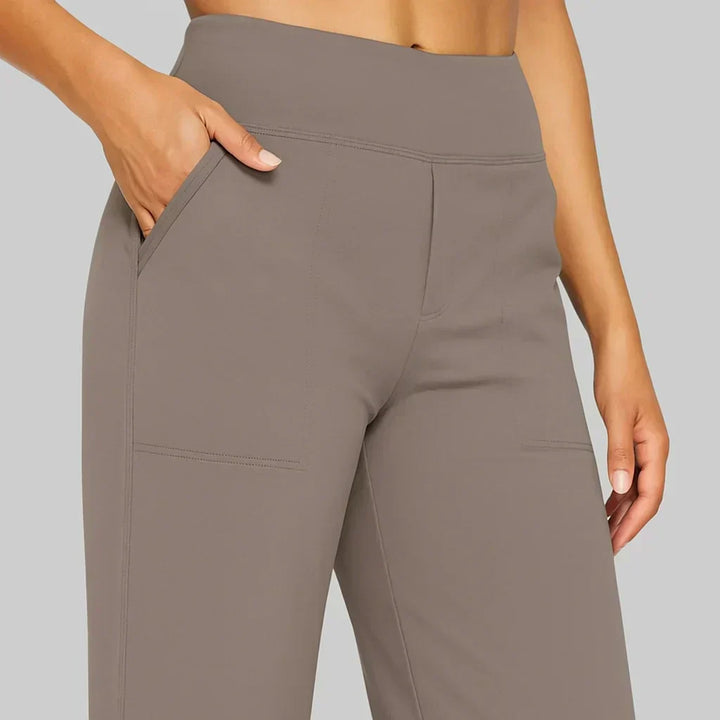 Comfortable women's straight leg trousers, elegant for office, casual, & summer fashion.