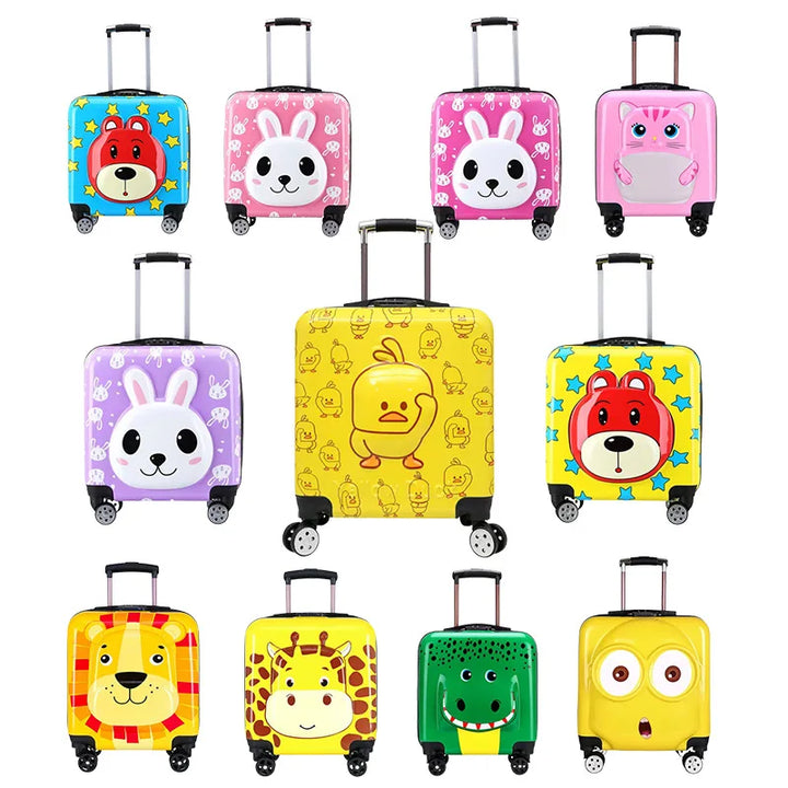 Fun children's hard-shell rolling suitcase with playful animal designs; ideal kids carry-on luggage.