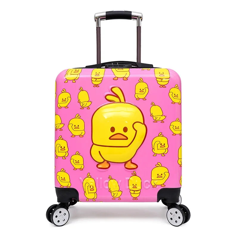 Playful animal design hard-shell rolling suitcase; a fun and practical kids luggage option.