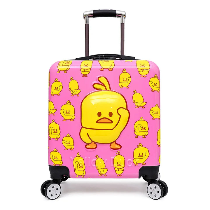 Playful animal design hard-shell rolling suitcase; a fun and practical kids luggage option.