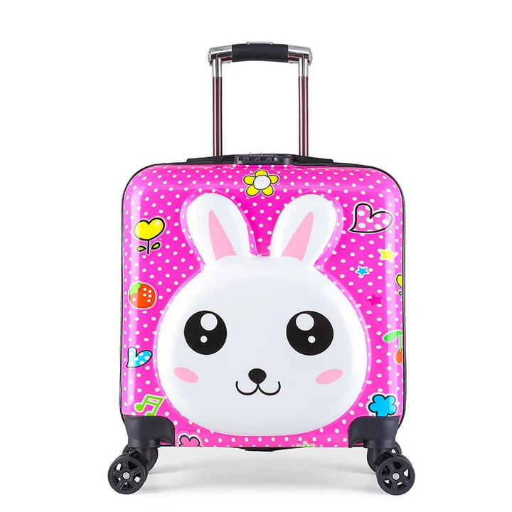 Adventure-ready hard-shell rolling suitcase; children's luggage with fun animal prints & smooth glide.