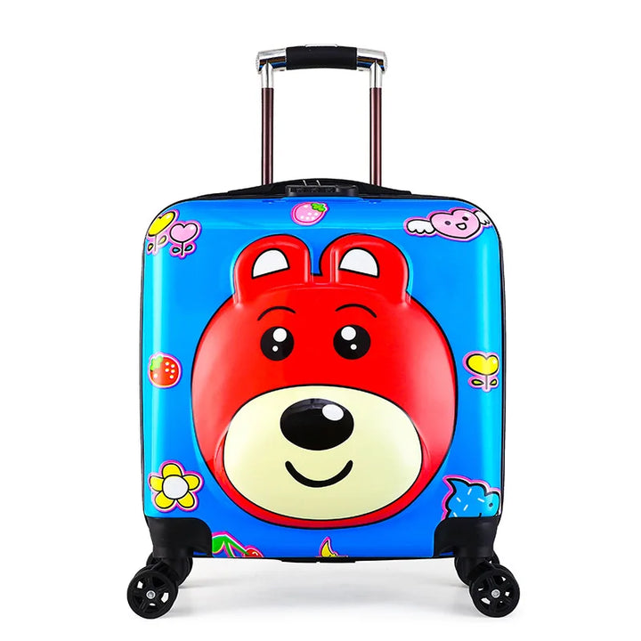 Vibrant dinosaur hard-shell rolling suitcase for kids; playful & sturdy travel bag for toddlers.