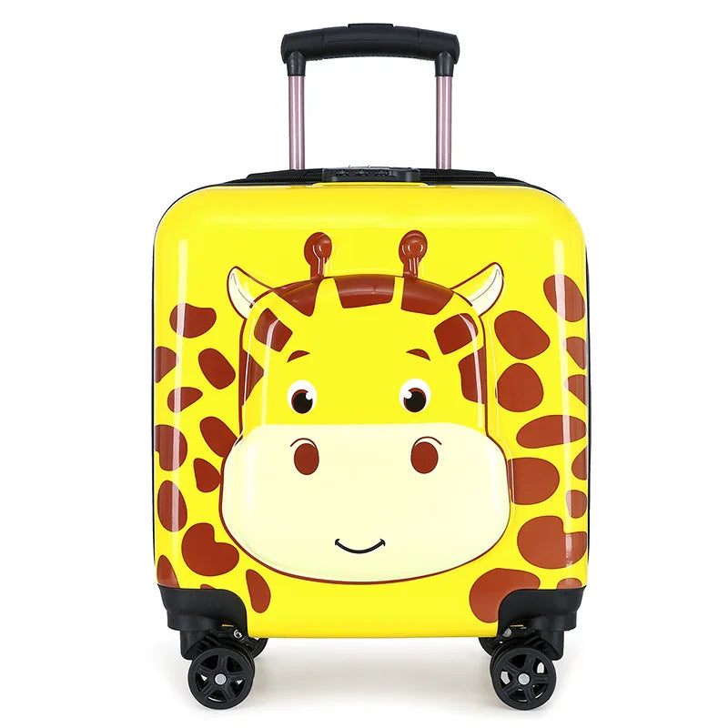 Collection of hard-shell rolling suitcases for kids; features various fun animal designs.
