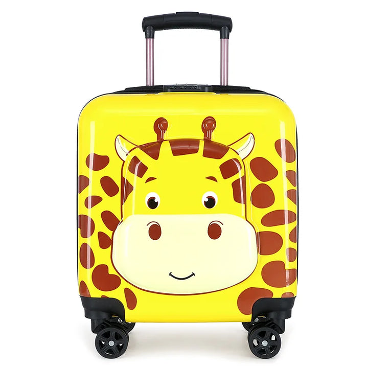Collection of hard-shell rolling suitcases for kids; features various fun animal designs.