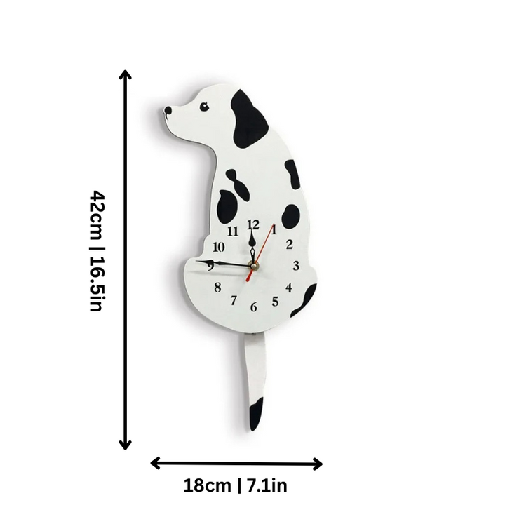 Decorative furry animal wall clock with a swishing tail. A fun, silent, whimsical gift for any pet owner.