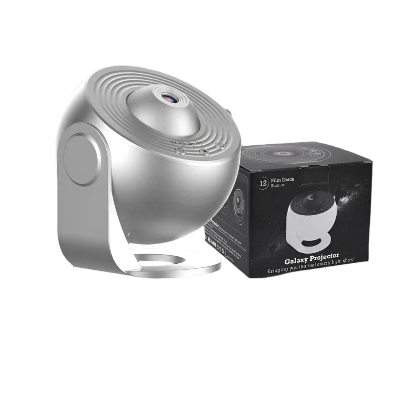 "Galaxy light projector with starry sky display, perfect for creating relaxing ambiance in any room."