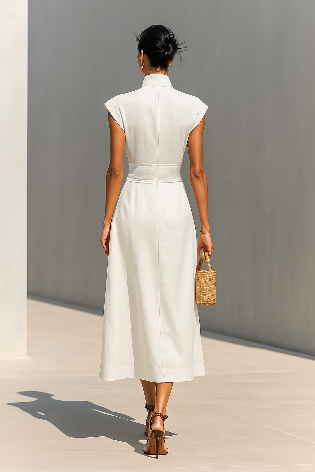Casual A-line maxi dress for women with a lapel collar, ideal for summer and versatile styling.