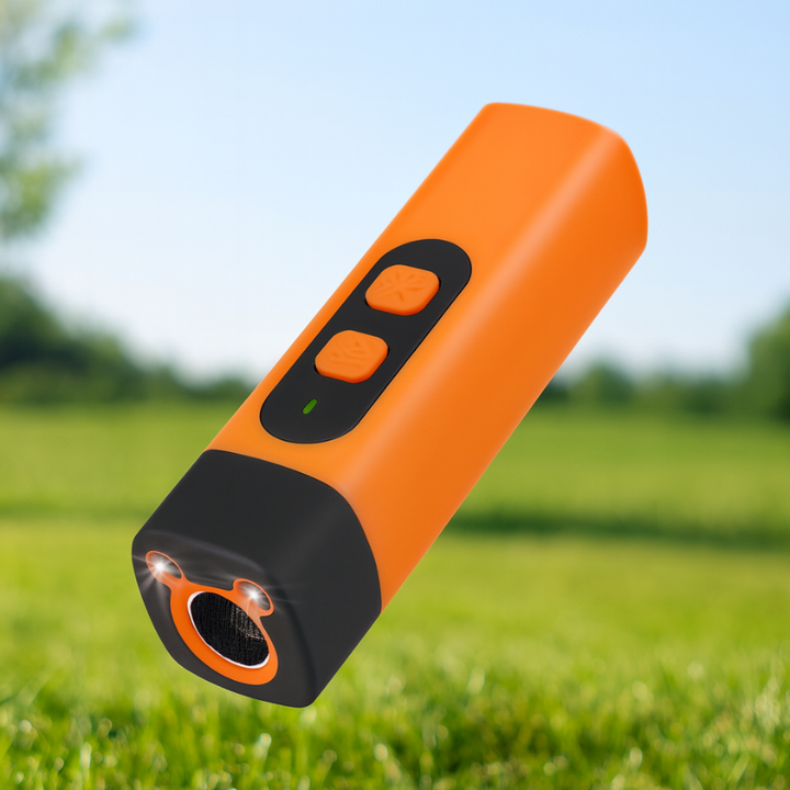 Gentle ultrasonic dog bark control device for effective pet behavior training & a quiet home environment.