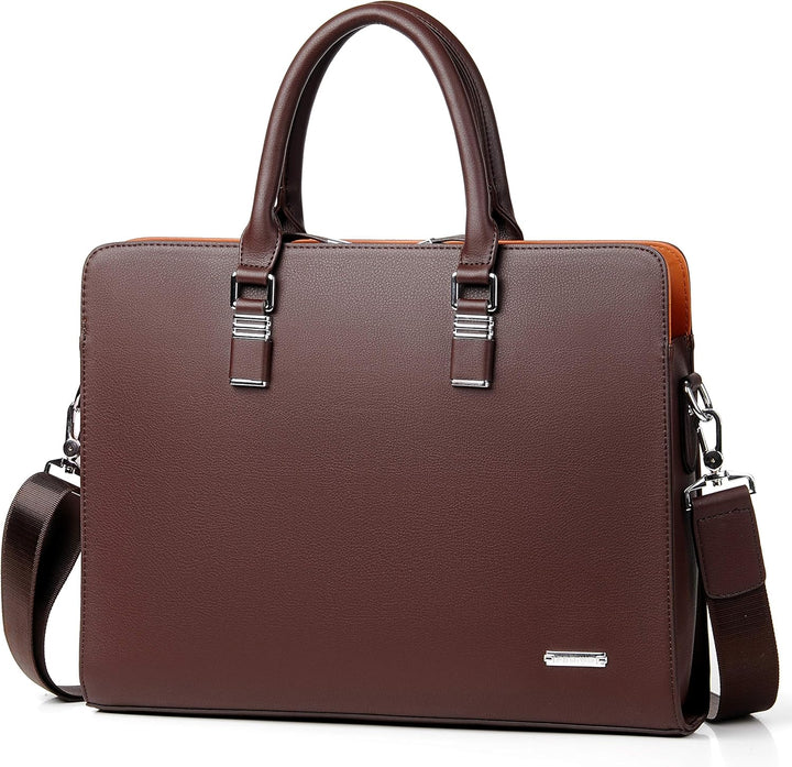 Professional men's genuine leather laptop briefcase, versatile for business & travel.