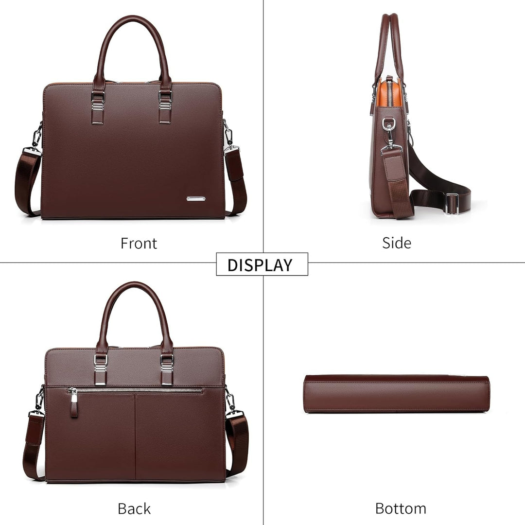 Elegant men's leather executive brief, multi-compartment design for ultimate organization.
