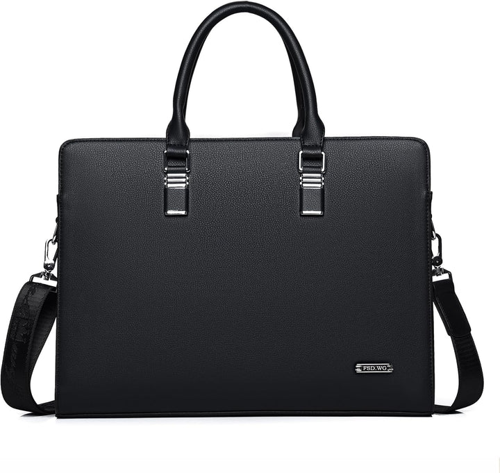 Robust genuine leather men's business bag, perfect for secure laptop & document carry.