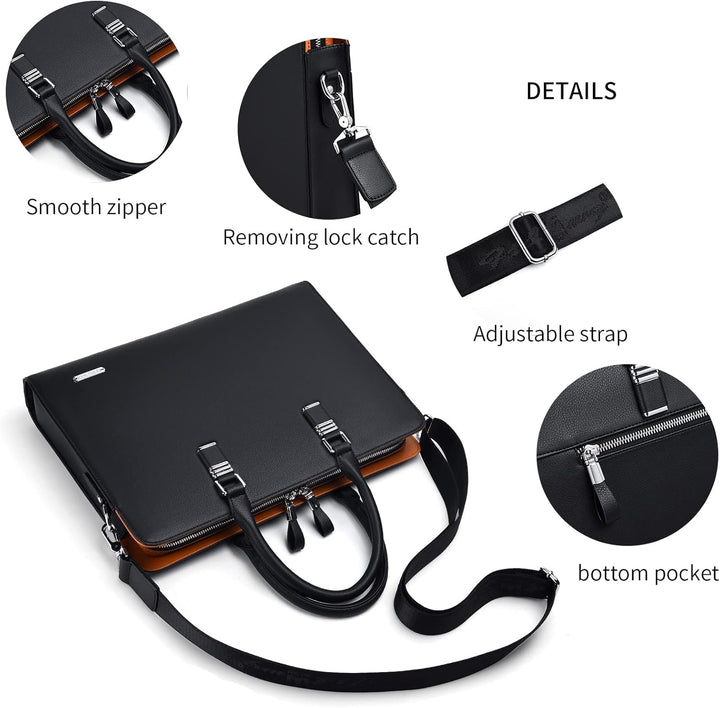 Classic men's genuine leather business bag, great for laptops, documents & accessories.