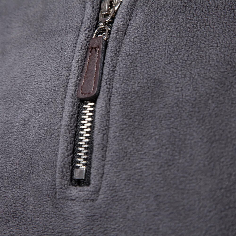 Autumn/winter men's long sleeve half-zip sweater, offering effortless style & comfort for cool weather.