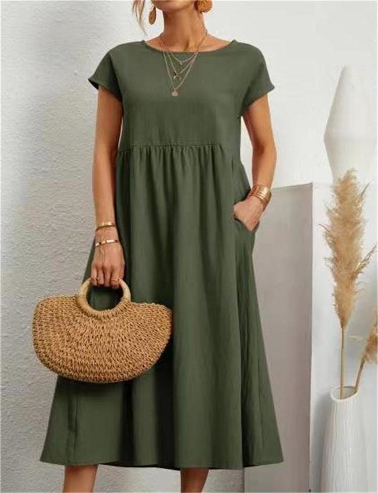 Women's long flowy summer dress, designed for comfortable and stylish warm-weather wear.