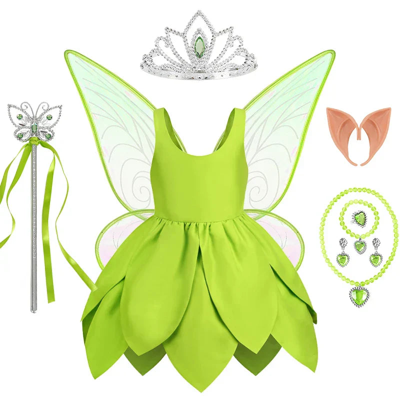Dress-up Tinkerbell fairy costume for kids, promoting imaginative play and adventure.