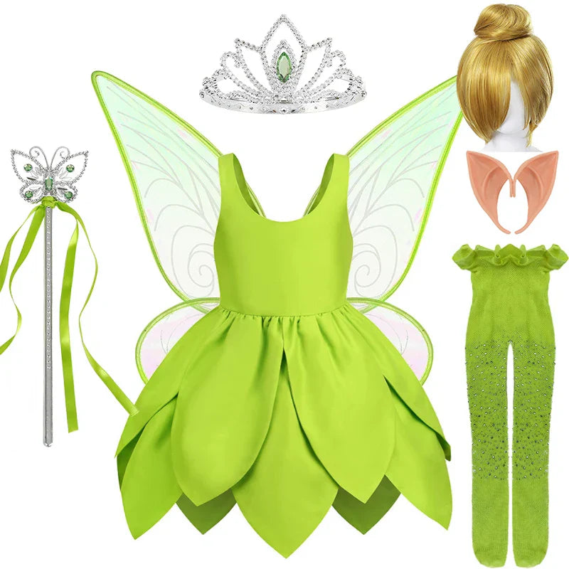 Charming Tinkerbell girls' fairy outfit, a complete set for magical dress-up occasions.