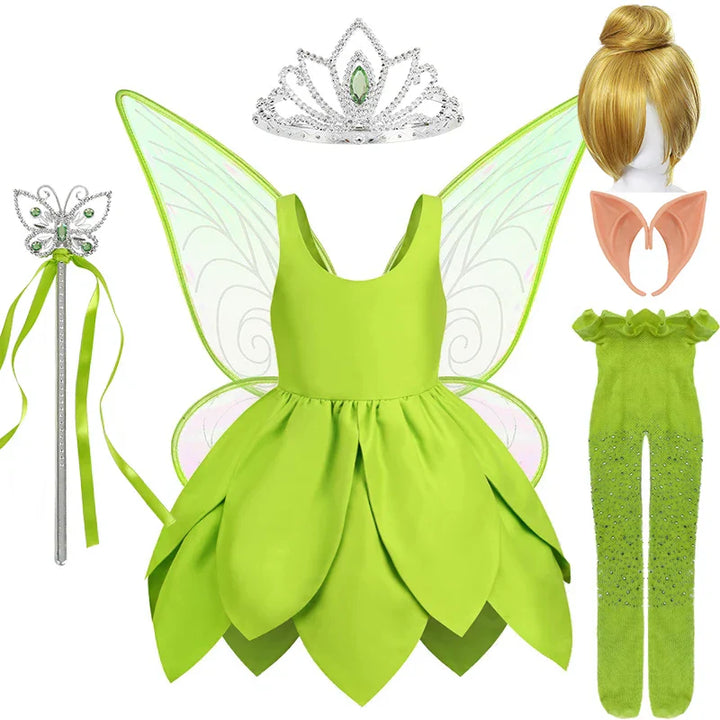 Charming Tinkerbell girls' fairy outfit, a complete set for magical dress-up occasions.