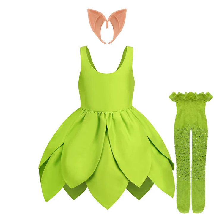 Girls' fantasy Tinkerbell dress-up set, ideal for themed parties and imaginative adventures.