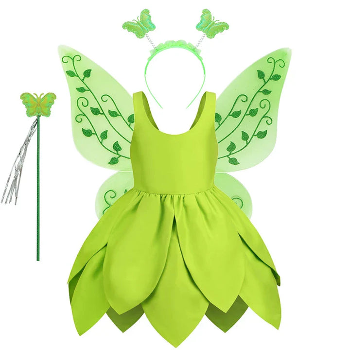 Tinkerbell costume for toddlers/young girls, a delightful green fairy outfit for dress-up.