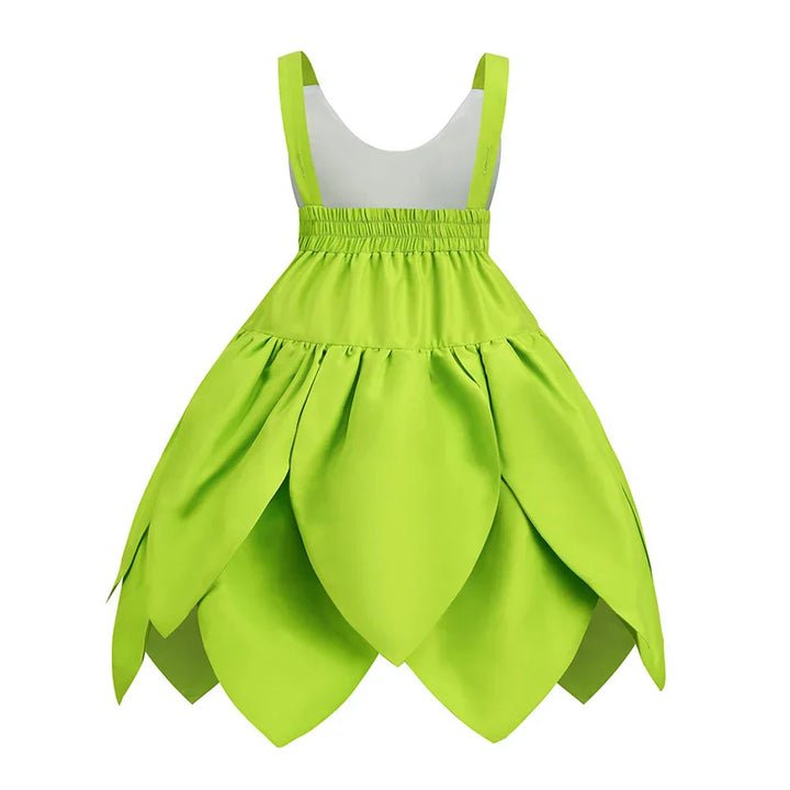 Cute green Tinkerbell fairy dress-up set with detachable wings for girls.