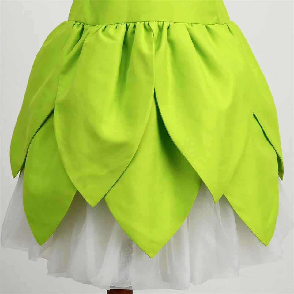 Tinkerbell fantasy costume for girls, ideal for cosplay, themed parties, or dress-up fun.