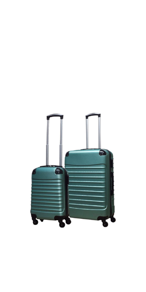 Green 2-piece ABS hardshell luggage set with spinner wheels for travel. Lightweight & durable suitcases.