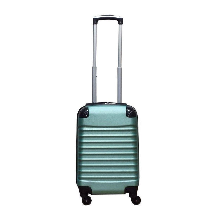 Stylish green 2-piece hardshell luggage set. Lightweight ABS spinner suitcases for easy vacation travel.