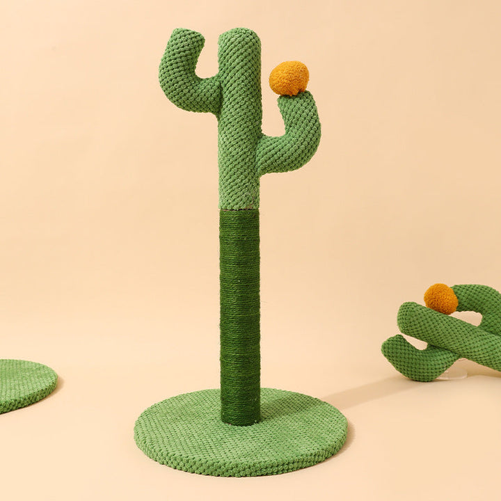 Cute cactus design cat scratcher, sisal surface offering felines a sturdy spot for claw care & fun.