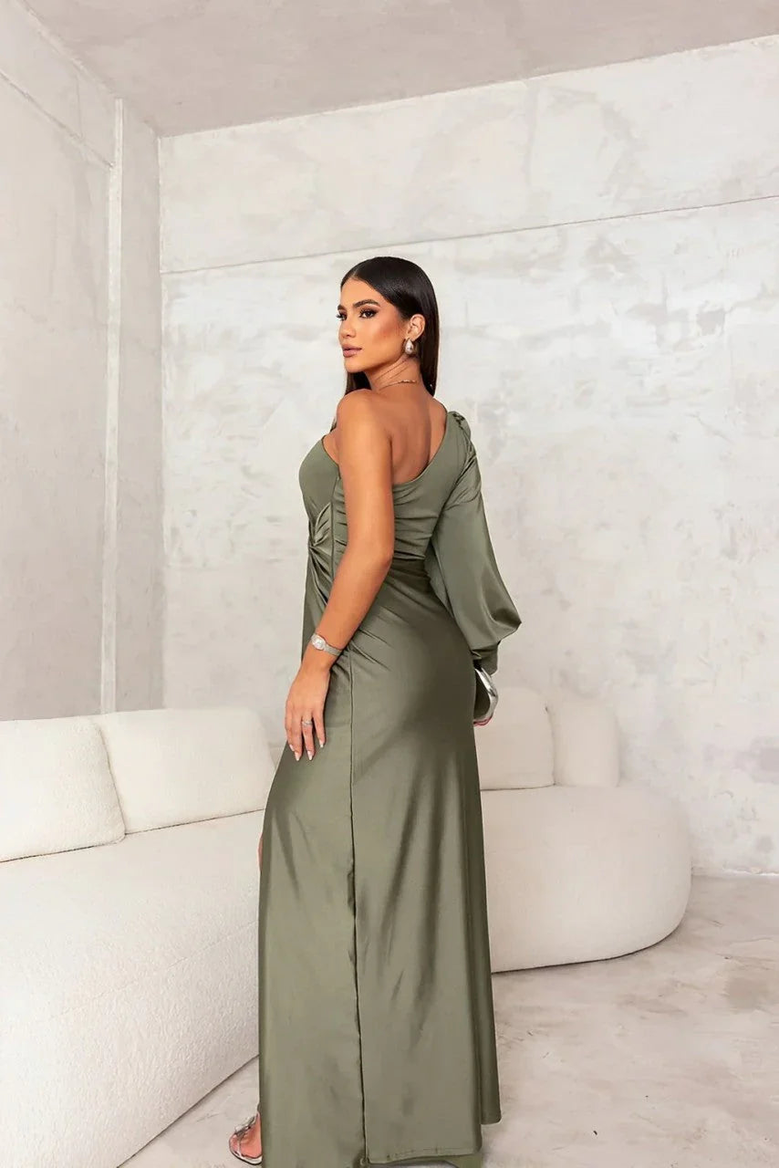 Chic one-shoulder long formal gown for women, a sophisticated evening dress for special occasions.