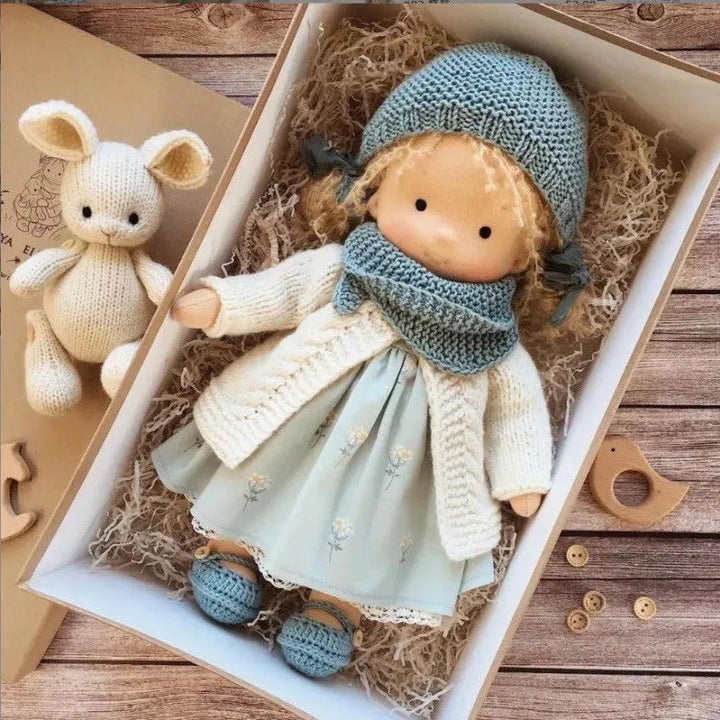 Softest Waldorf doll, handmade from cotton, a comforting friend for children.
