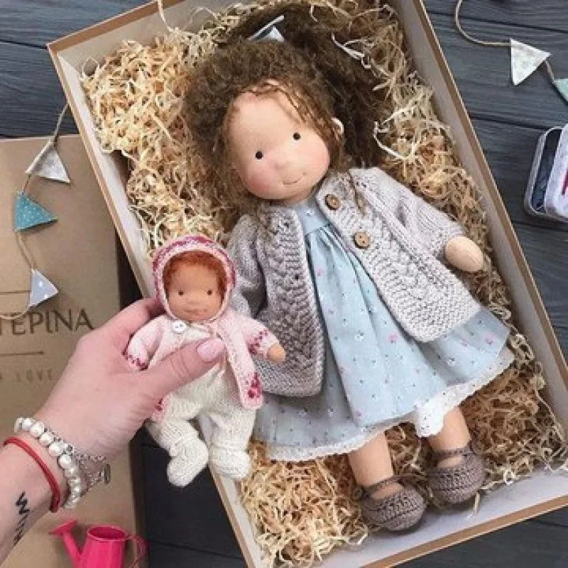 Creative play Waldorf doll, soft cotton plush, handmade with care.