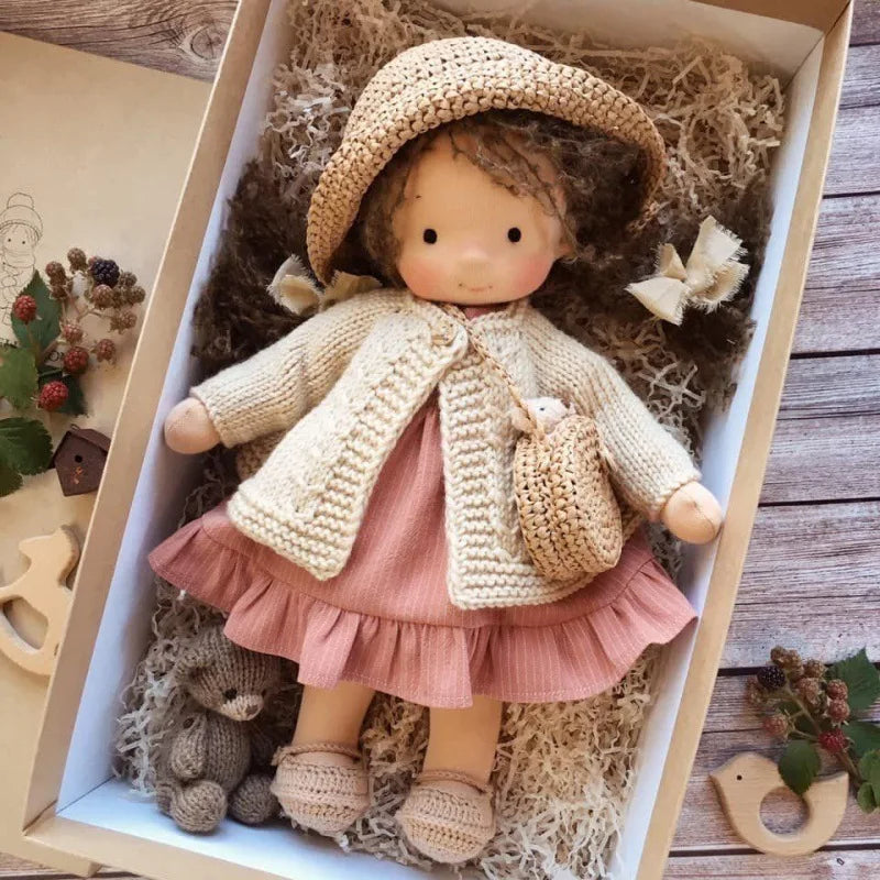 Imaginative Waldorf plush doll, handmade cotton, a friend for adventures.