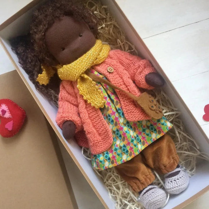 Waldorf-style children's doll, soft cotton, lovingly handmade toy gift.
