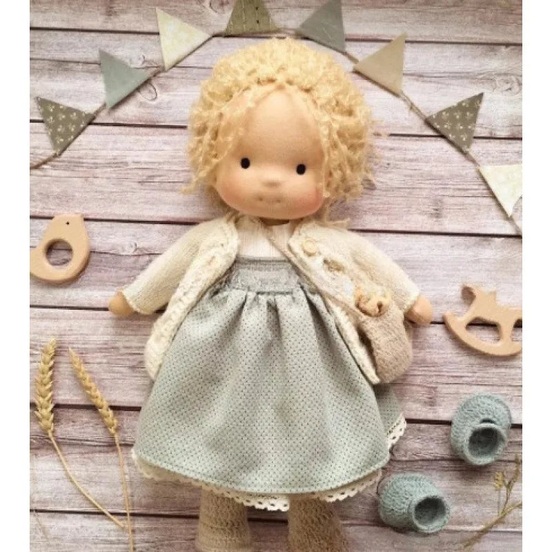 Durable handmade Waldorf doll, soft cotton fabric, perfect for daily play.