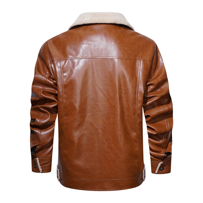 Comfortable men's sherpa collar jacket, a classic button-down design for casual fall and winter outfits.