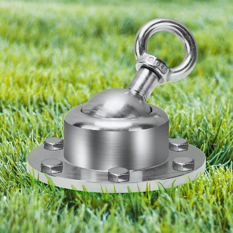 Heavy-duty dog anchor stake for large pets, offering tangle-free outdoor security & yard tethering.