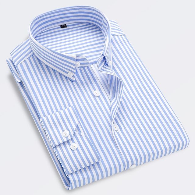 Timeless men's classic striped shirt. Comfortable tailored fit, ideal for everyday & smart casual fashion.