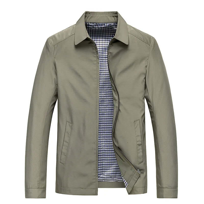 Comfortable men's summer jacket; a versatile, lightweight zipper outerwear piece for daily fashion.