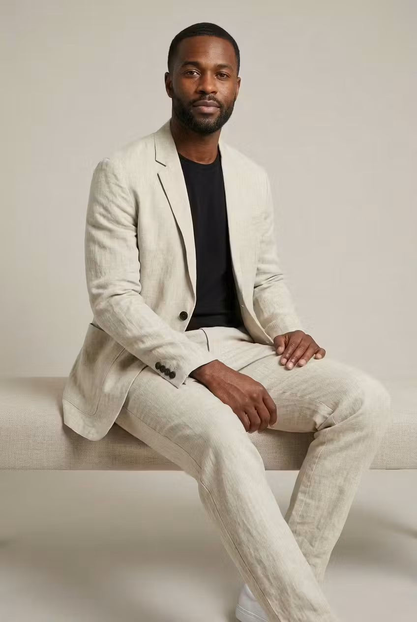 Stylish men's relaxed fit blazer, perfect for layering or as part of a two-piece suit. Breathable & comfortable.