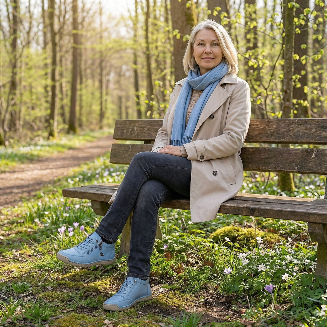 Women's orthopedic comfort footwear with zipper closure, perfect for walking & daily activities.