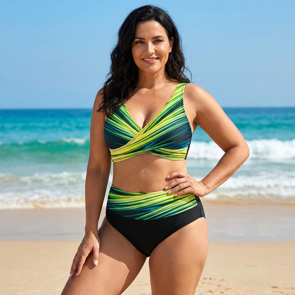 Flattering women's body-shaping bikini swimsuit, ideal for summer vacation and stylish beach or poolside wear.