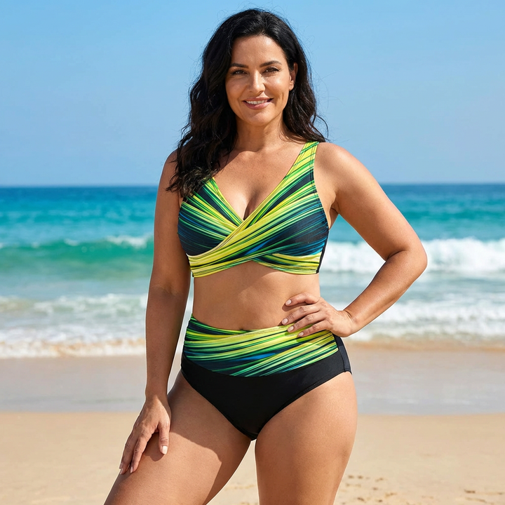 Flattering women's body-shaping bikini swimsuit, ideal for summer vacation and stylish beach or poolside wear.