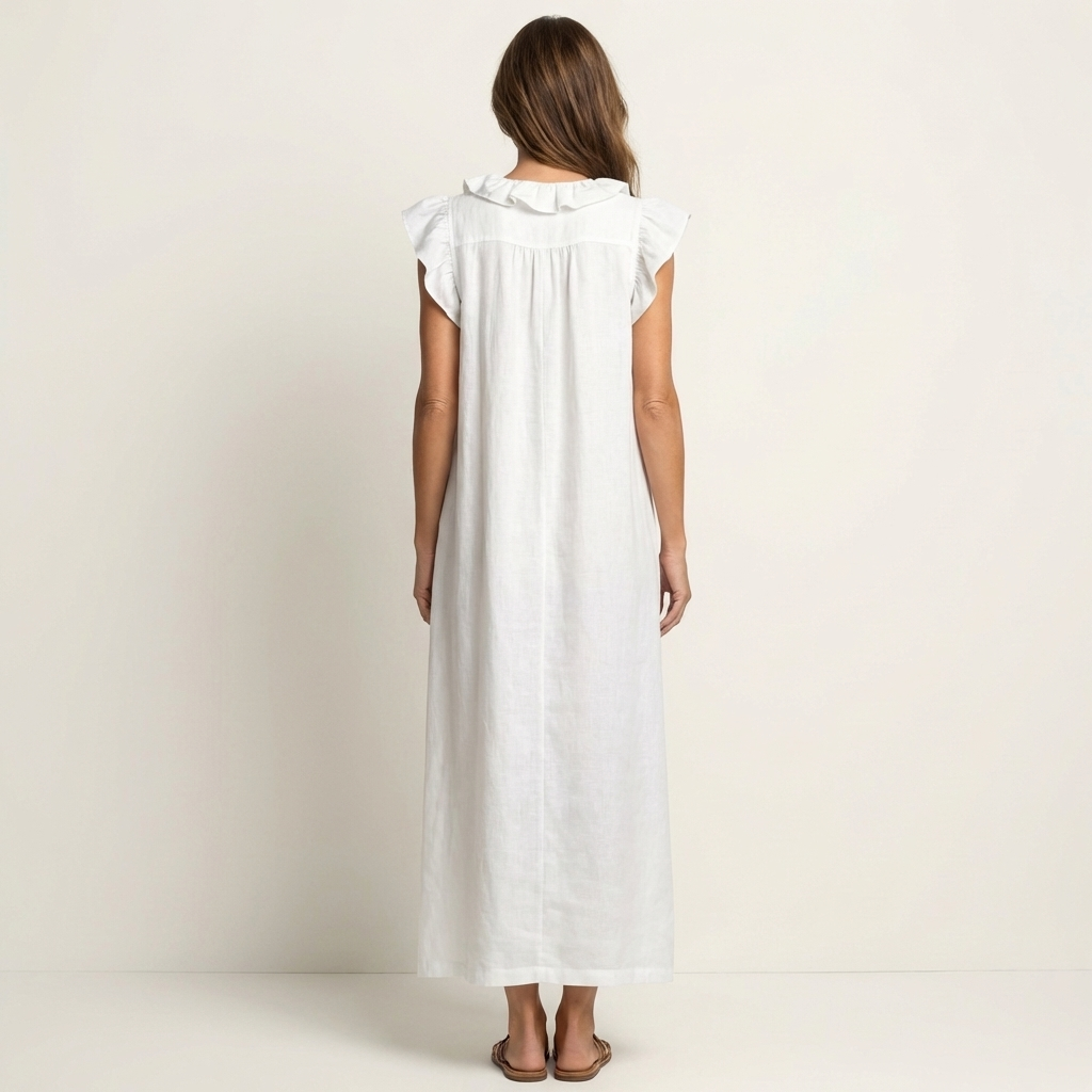 Women's elegant maxi dress, featuring a V-neck and ruffle details, perfect for summer & holiday.