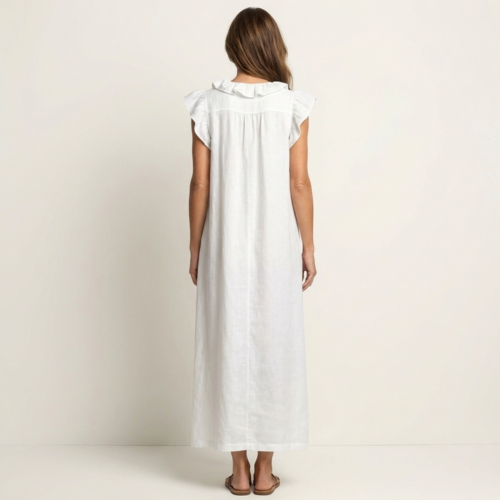 Women's elegant maxi dress, featuring a V-neck and ruffle details, perfect for summer & holiday.