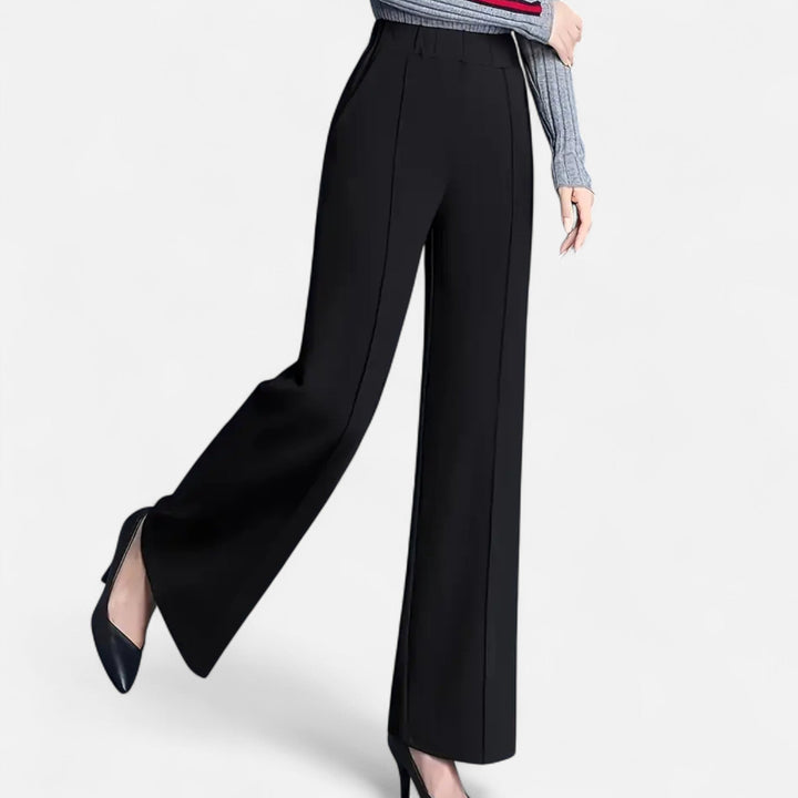 Elegant wine red wide-leg trousers, high-waist design for women's sophisticated style and comfort.