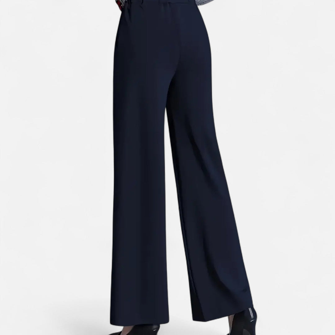 Casual yet elegant high-waist wide-leg women's pants, perfect for comfortable daily wear and versatility.